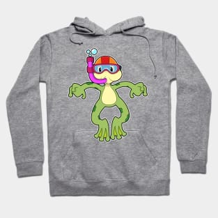 Frog at Diving with Snorkel Hoodie